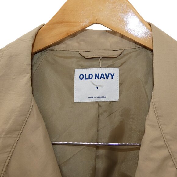 Old Navy NWT Nylon Blend Trench Coat M Oversized Rain Layer Academia Minimalist - Picture 7 of 10